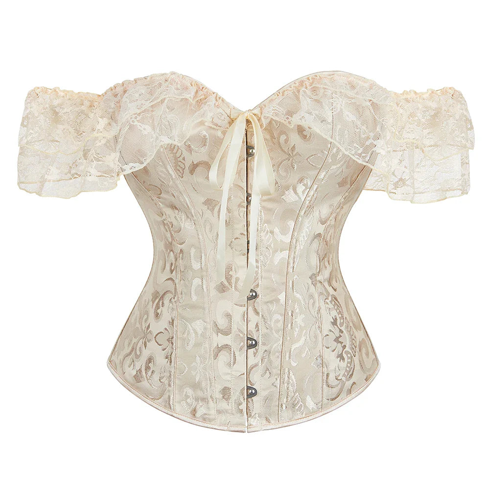 Enchanting Lace Elegance: Short Sleeve Overbust Corset