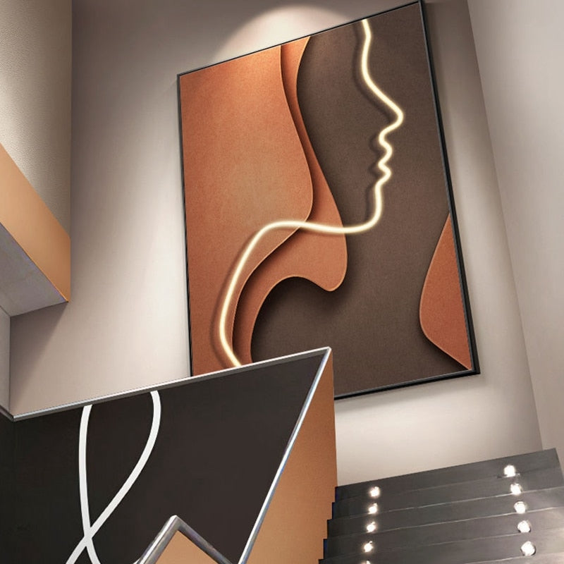 Art mural LED encadré abstrait