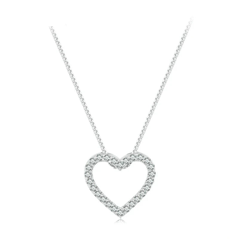 Moissanite 925 Sterling Silver Heart Necklaces