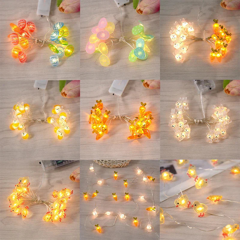 Easter Bunny and Carrot LED String Lights