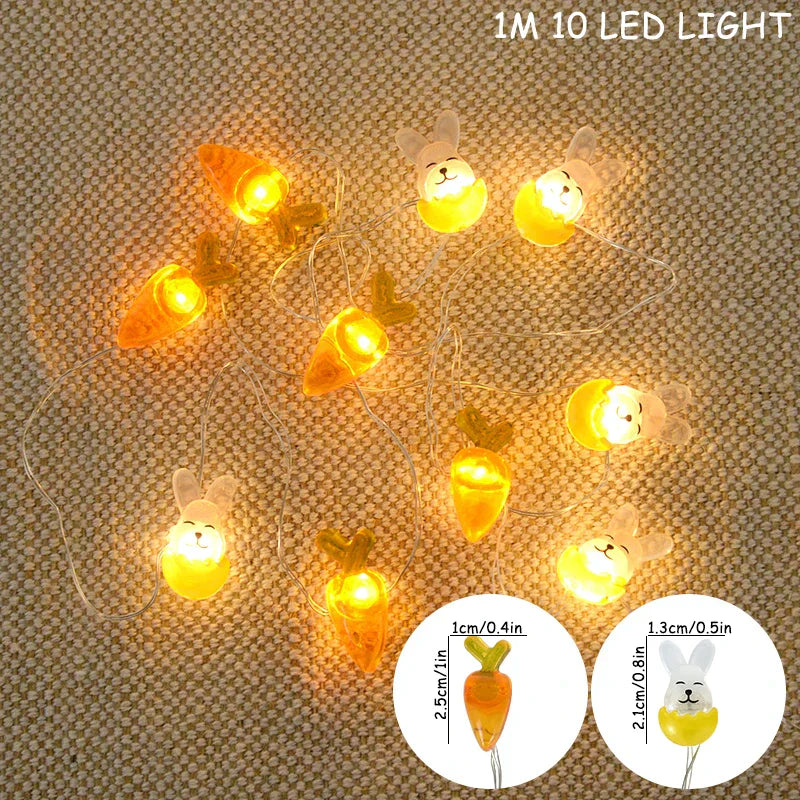 Easter Bunny and Carrot LED String Lights