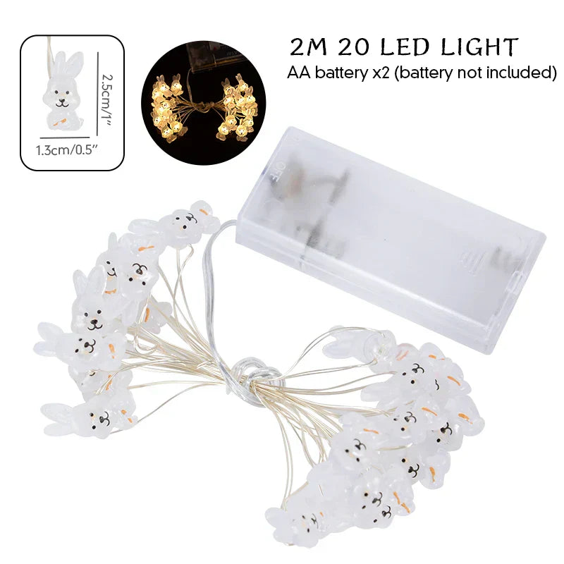 Easter Bunny and Carrot LED String Lights
