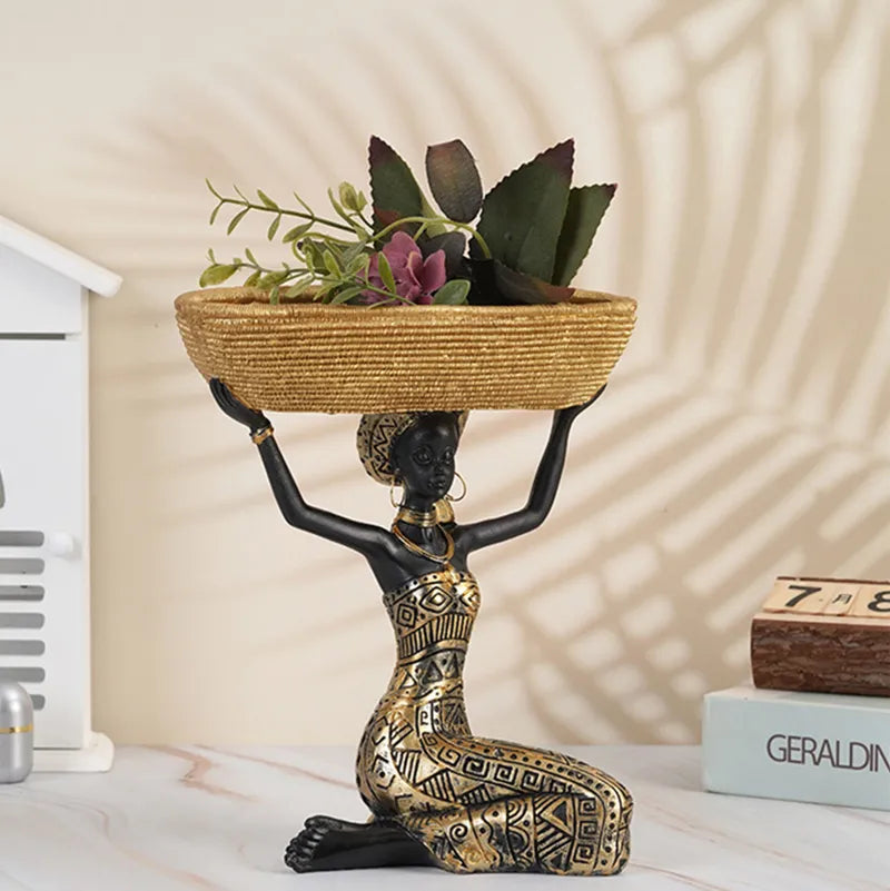 African Tray Girl Sculpture
