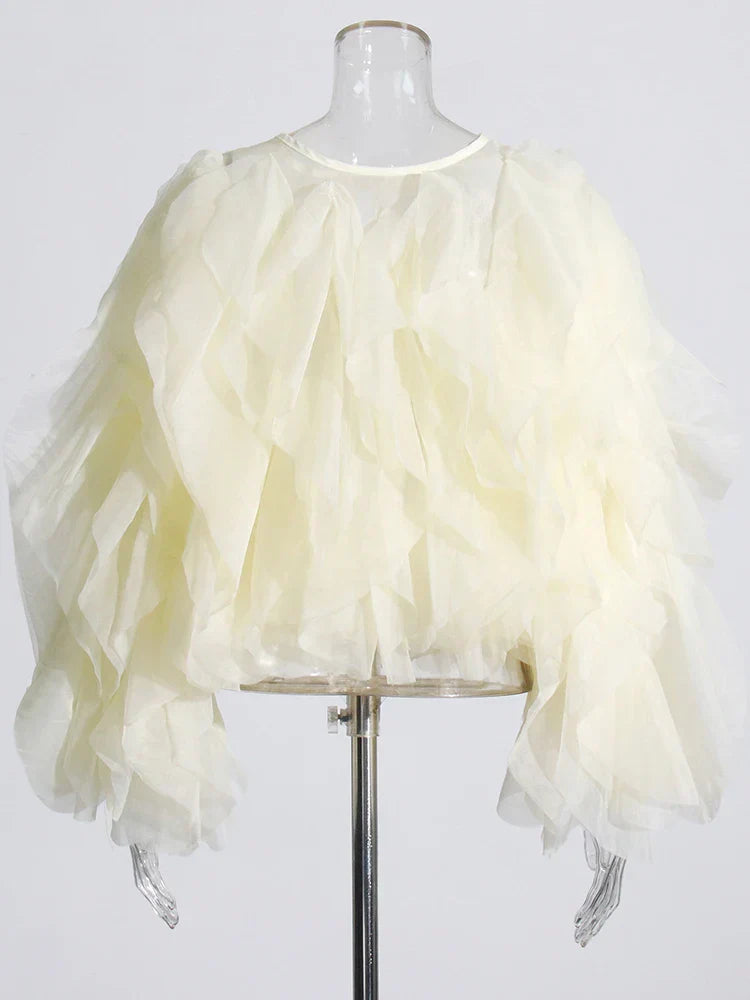 Dames O-hals Lantaarn Lange Mouw Effen Elegante Blouse