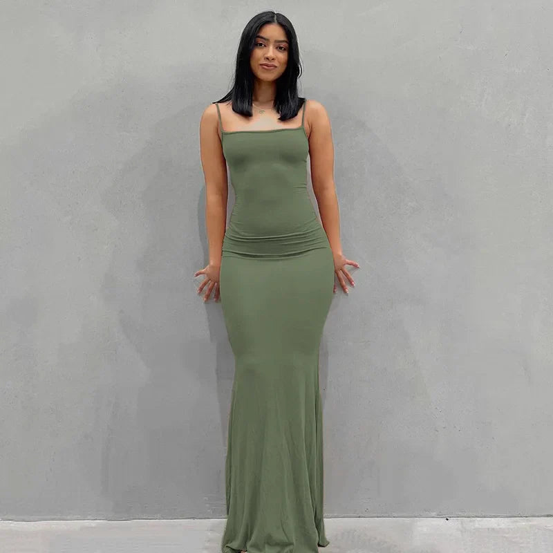 Vestido de fiesta de club elegante sin mangas de satén, sexy y con la espalda descubierta para cumpleaños