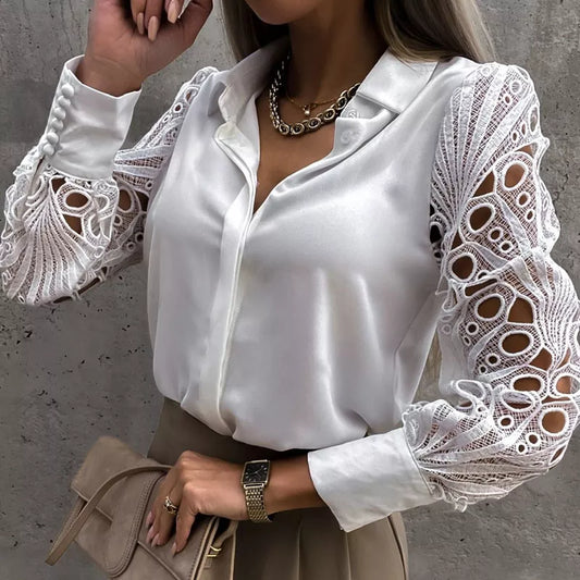 Blusa de mujer otoño primavera top negro vintage camisa con botones