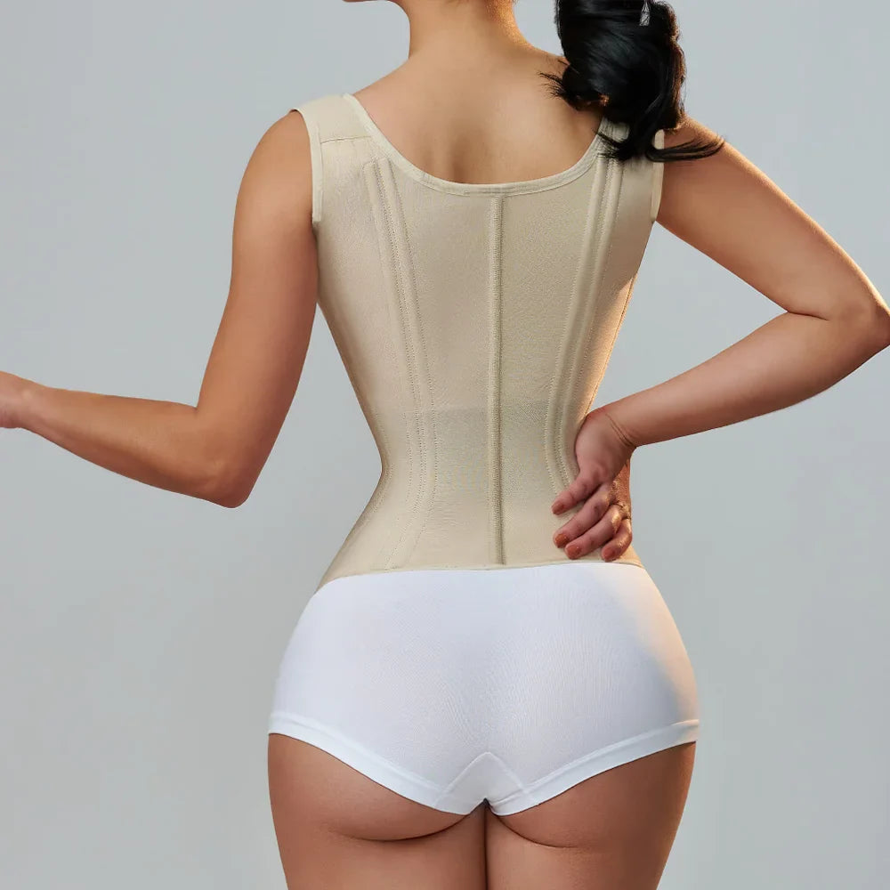 Goddess Glamour: Fajas Colombianas Adjustable Zipper Waist Trainer Corset - Bone-Enhanced Double Compression Body Shaper