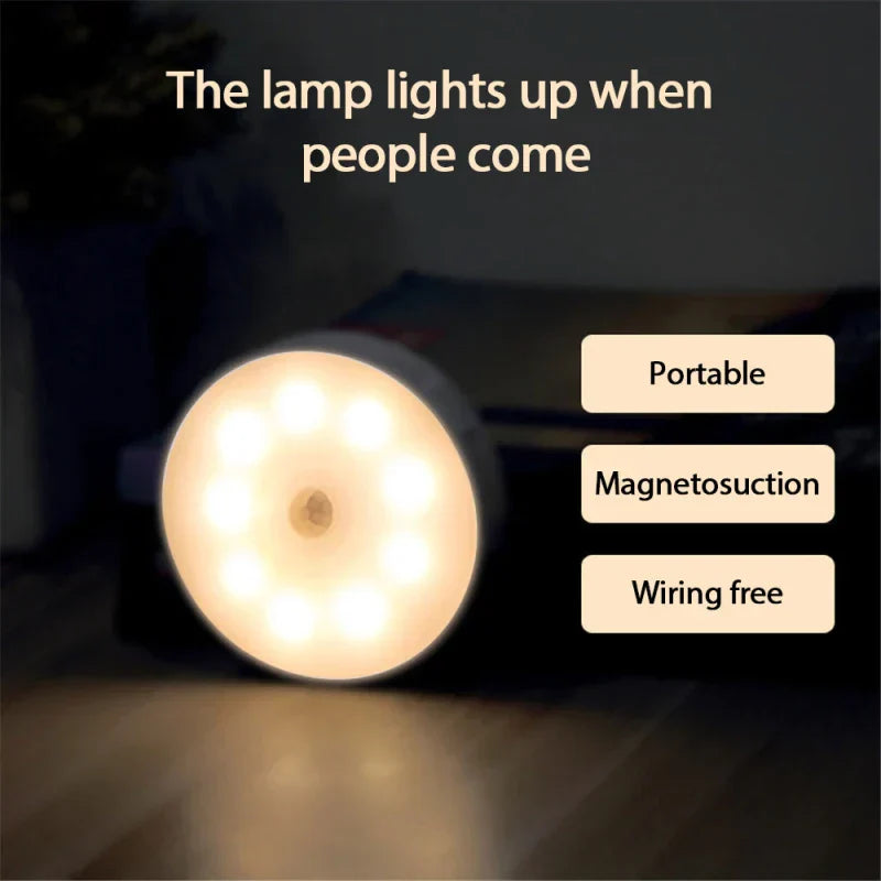 LED Smart Human Body Sensor Night Light – Wireless, USB Rechargeable, Motion-Activated