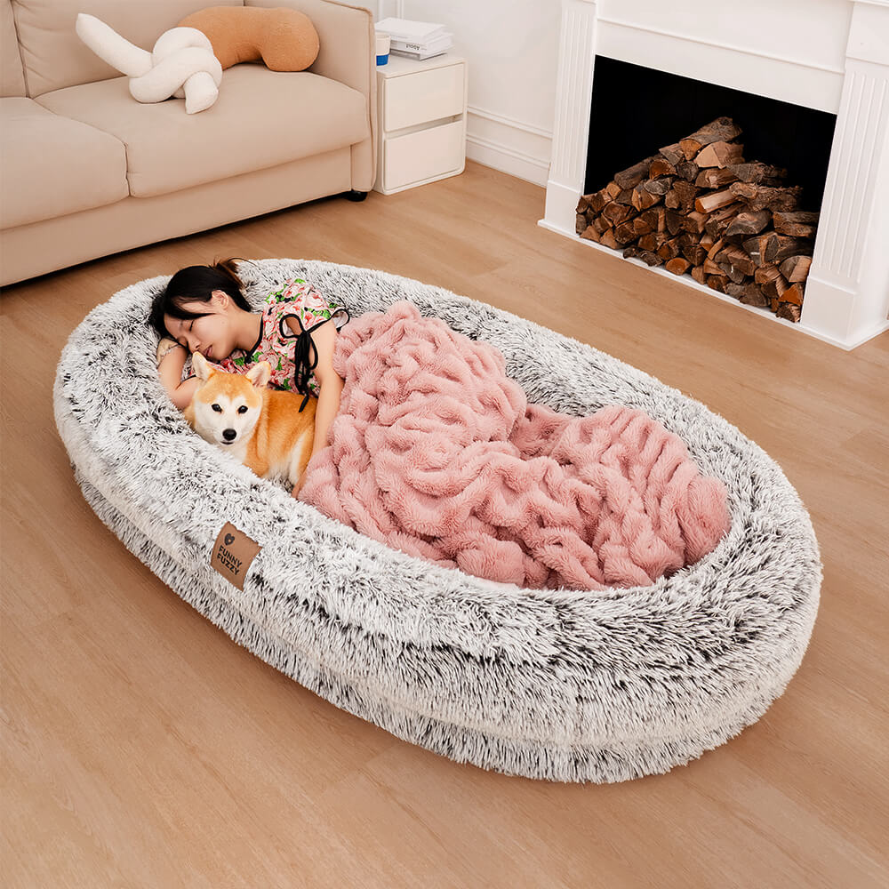 Luxury Super Large Oval Dog Bed for Deeper Sleep