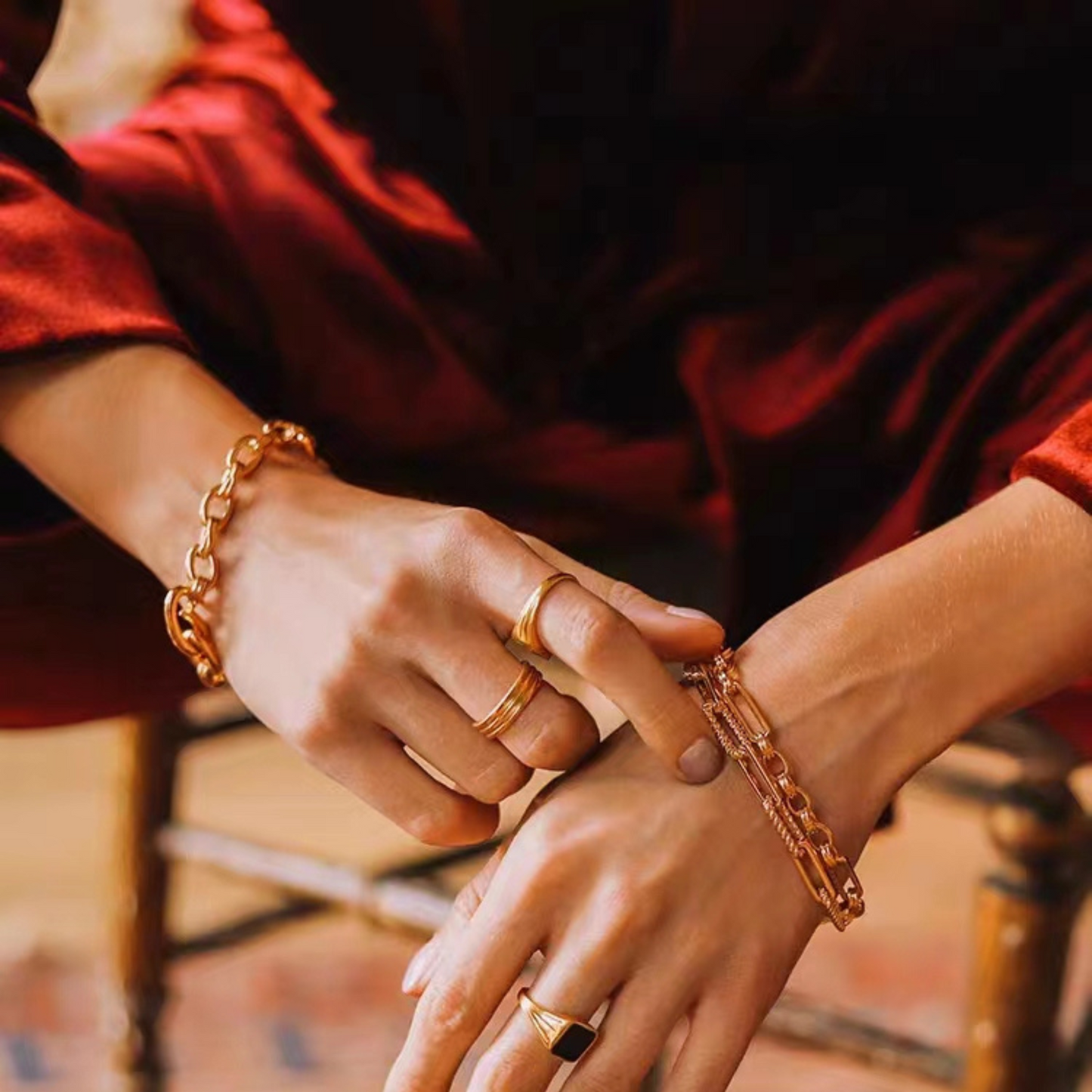 Bracelet chaîne – plaqué or jaune 18 carats