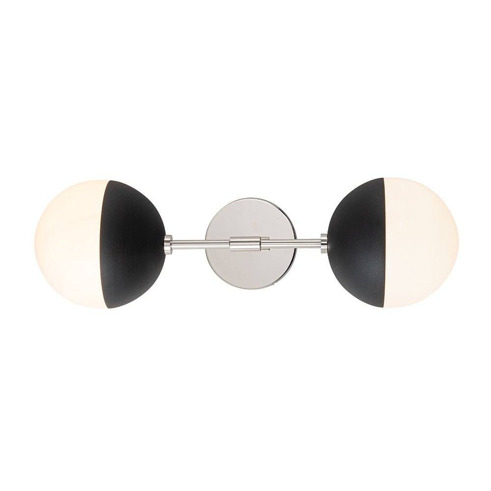 Aplique de pared lineal retro de mediados de siglo con 2 luces y globo de vidrio opalino
