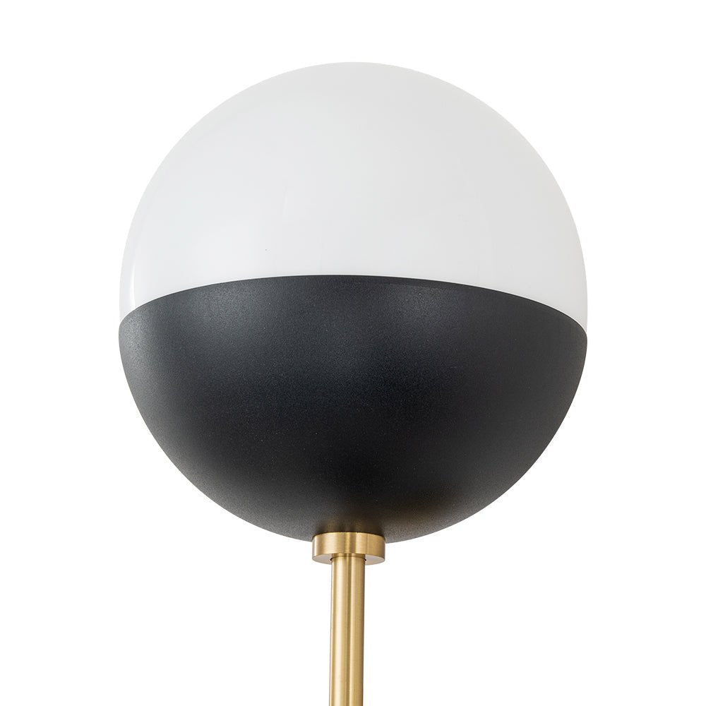Aplique de pared lineal retro de mediados de siglo con 2 luces y globo de vidrio opalino