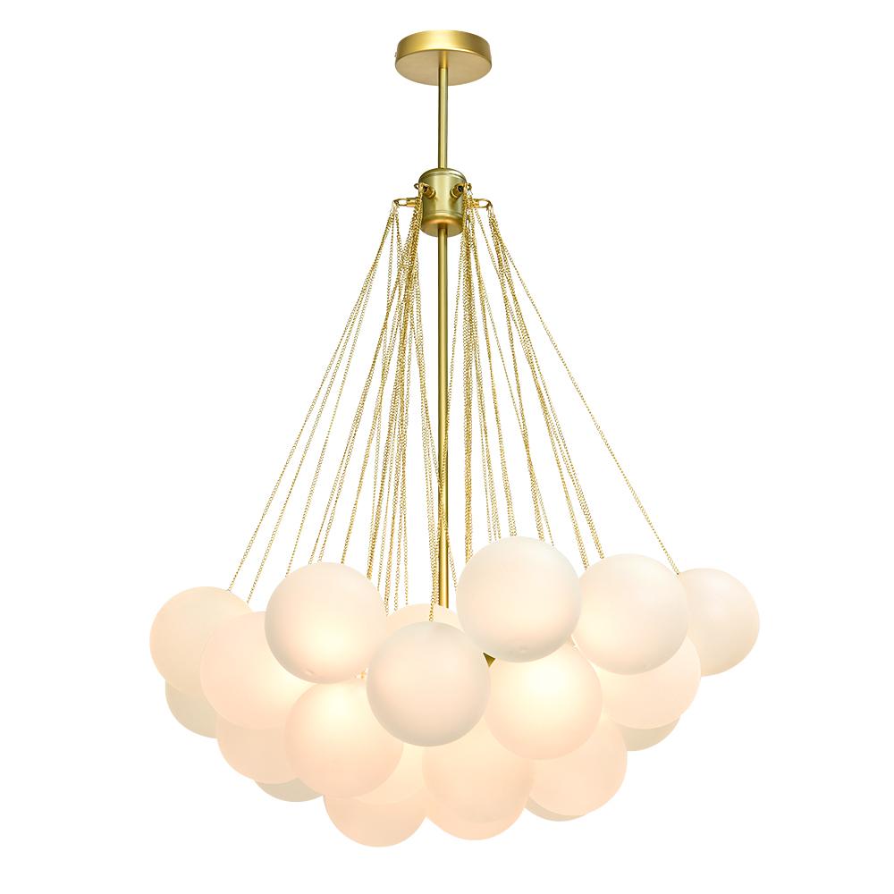 Lámpara de araña contemporánea de 3 luces con globo de vidrio esmerilado y burbuja