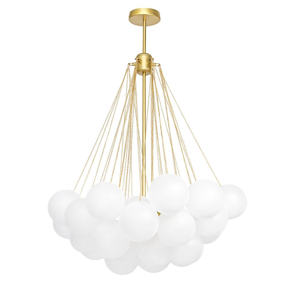 Lámpara de araña contemporánea de 3 luces con globo de vidrio esmerilado y burbuja
