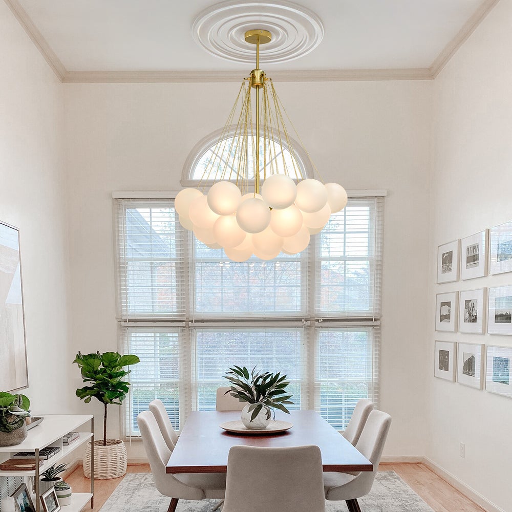 Lámpara de araña contemporánea de 3 luces con globo de vidrio esmerilado y burbuja