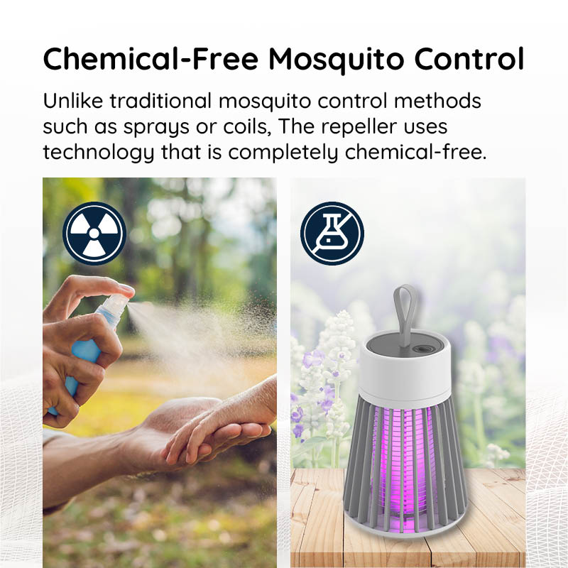 Lampe anti-moustiques rechargeable USB portable – Électrocuteur d'insectes intérieur et extérieur avec lumière LED