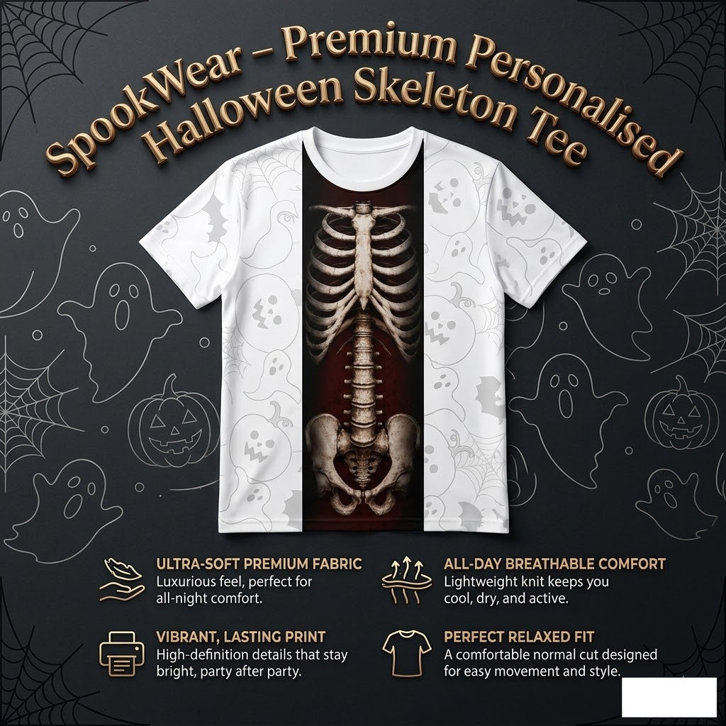 Ventayo β Premium Personalised Halloween Skeleton Tee