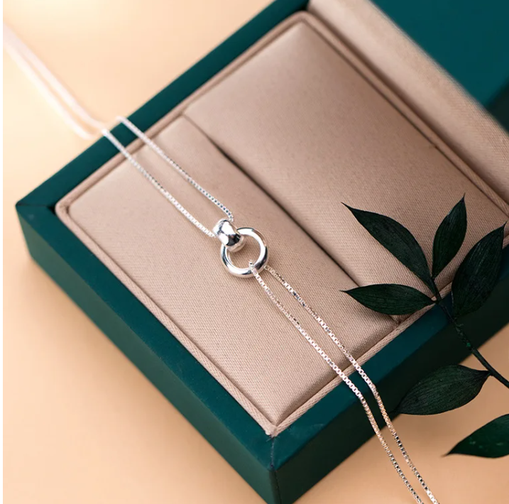 Solid Silver Double Ball Hoop Bracelet