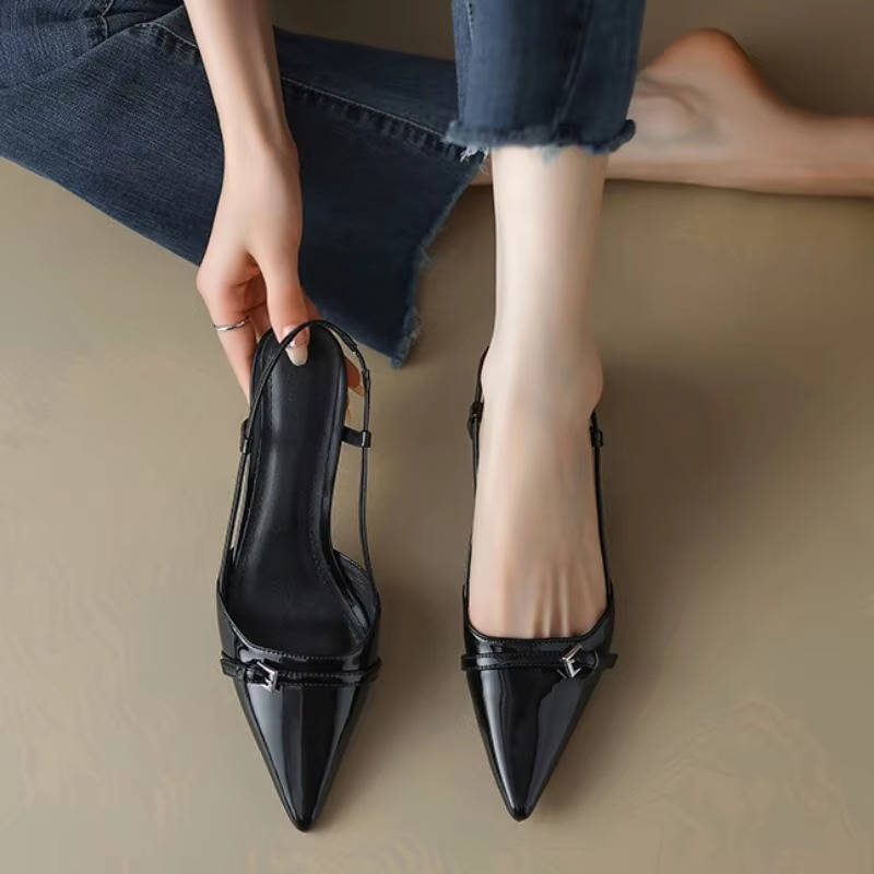 Women's Burgundy Slingback Kitten Heel Pumps