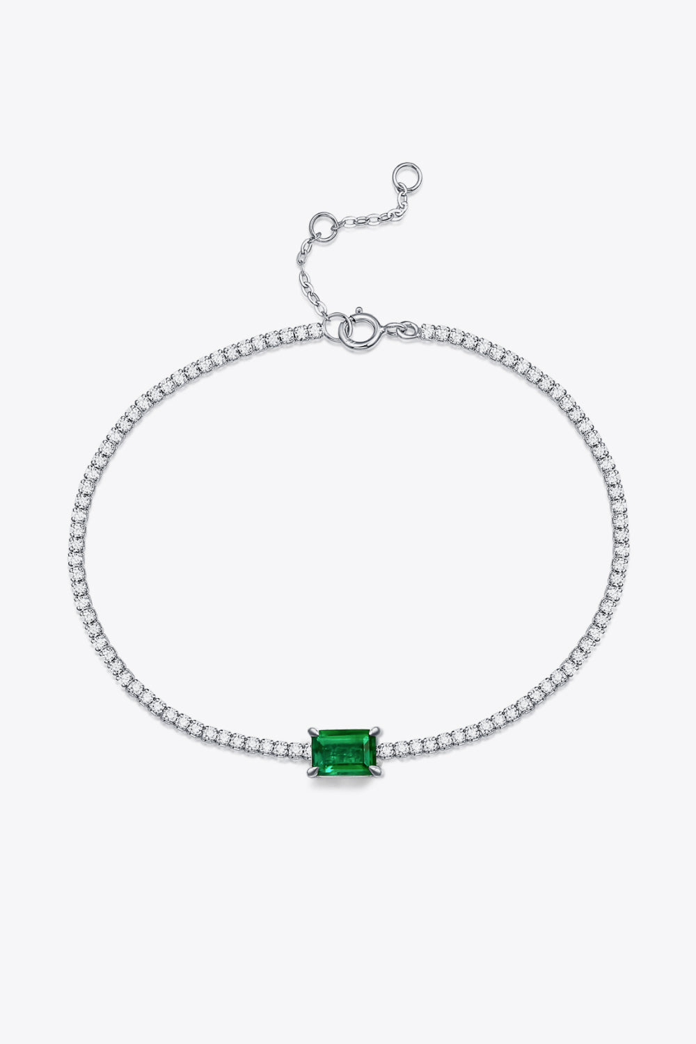 Adored 1 Carat Lab-Grown Emerald Sterling Silver Bracelet
