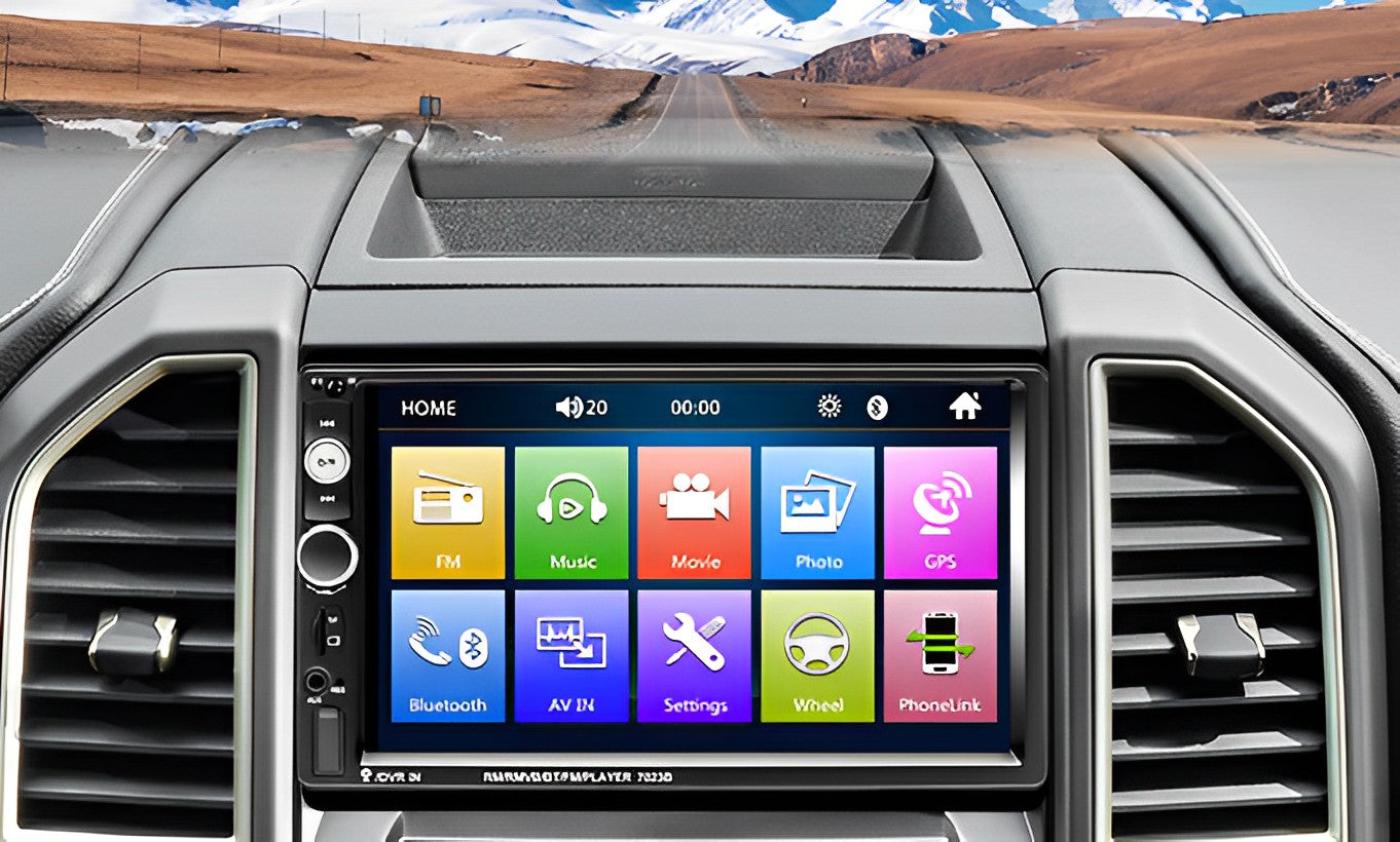 Double Din Car Stereo with Bluetooth, GPS Navigation & Backup Camera – 7" Touchscreen