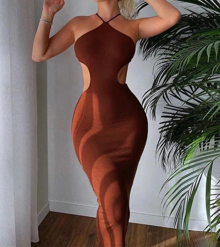 Halter Neck Sexy Sleeveless Dress Shaped Beautiful Back Tight Dress