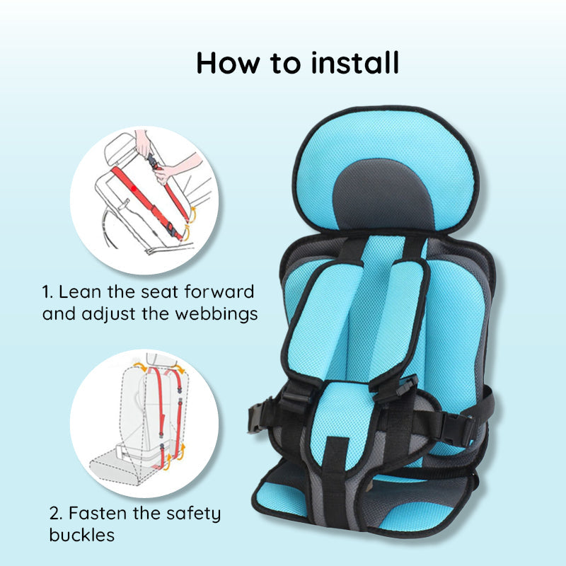 Child Protection Car Cushion Seat – Soft, Safe & Portable Car Safety Seat for Kids (Ages 0–12)