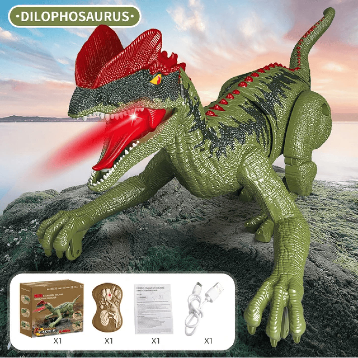 Jouet dinosaure télécommandé – Velociraptor T-Rex RC réaliste avec sons, lumières et mouvements