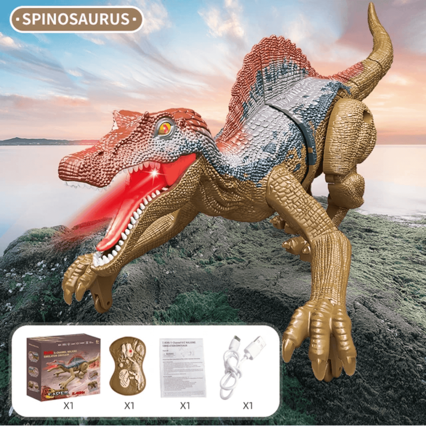 Jouet dinosaure télécommandé – Velociraptor T-Rex RC réaliste avec sons, lumières et mouvements