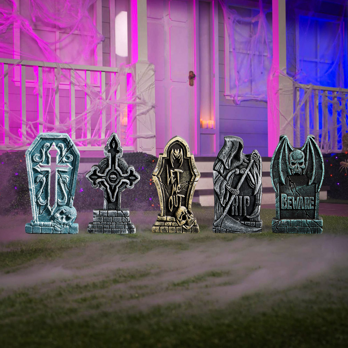 Cross Foam Tombstone Halloween Decoration, 12 Stakes – Ventayo