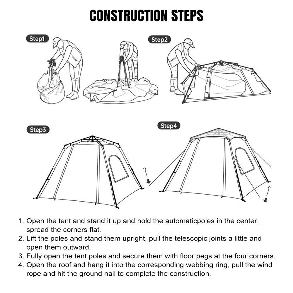 3-4 Person Automatic Instant Pop Up Camping Tent Outdoor Waterproof Double Layer
