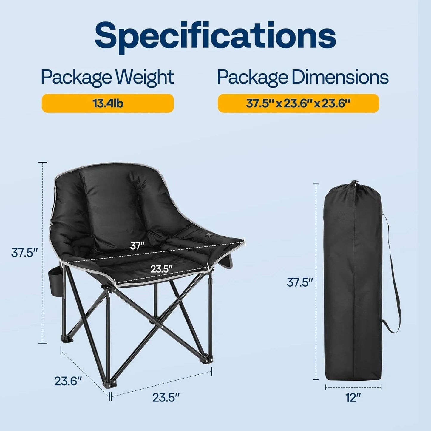 Oversized Heated Camping Chair with Power Bank