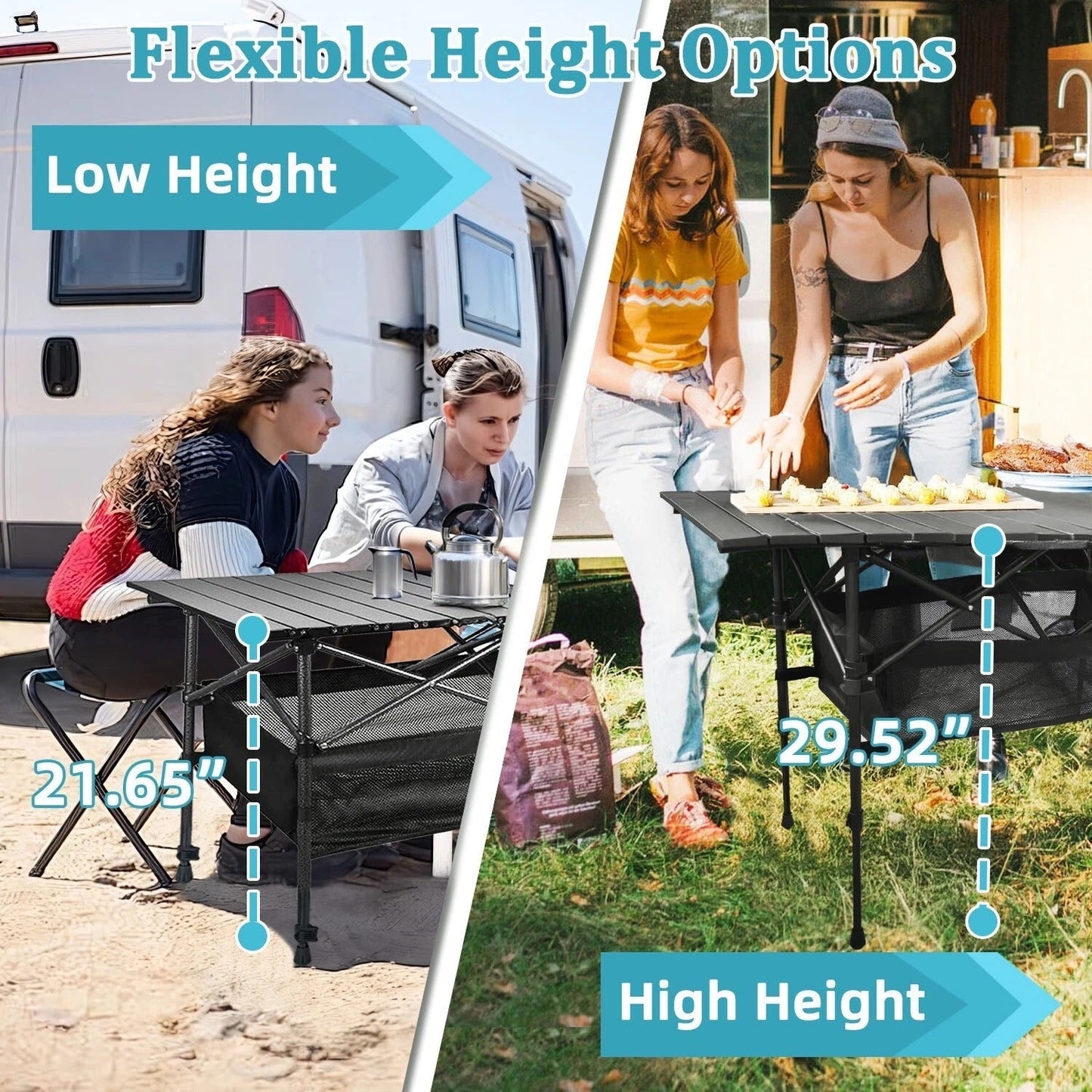 Camping Table Foldable with Storage