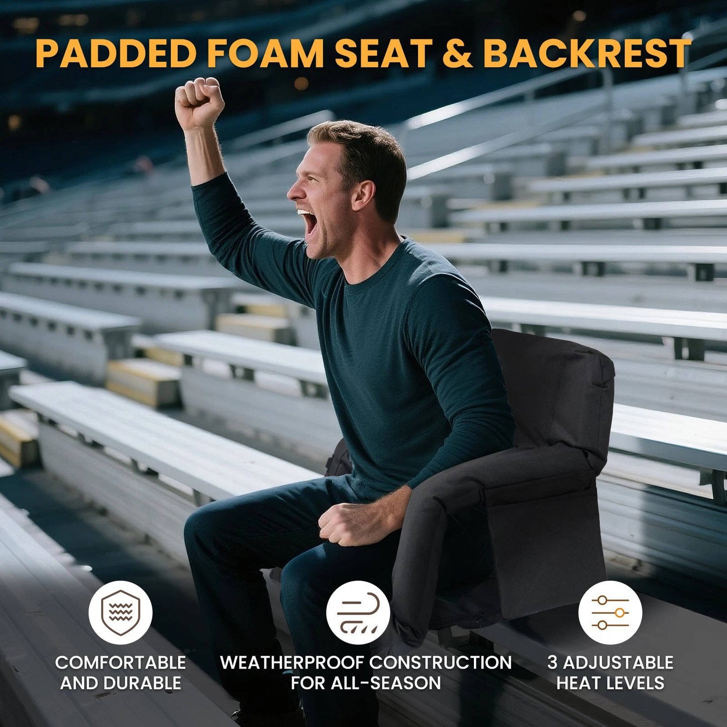 Heated Stadium Seat with Back Support