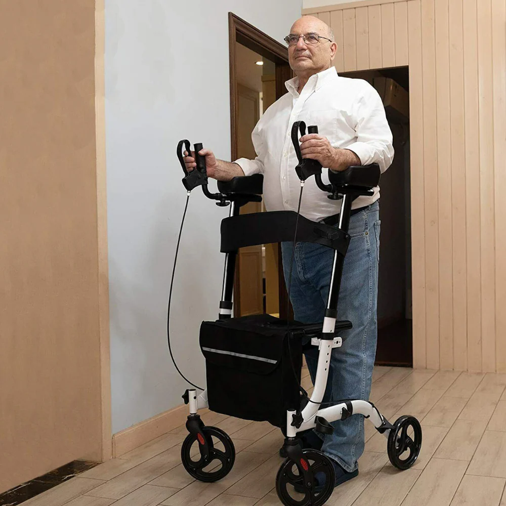 Senior safety stand up rollator walker with armrests