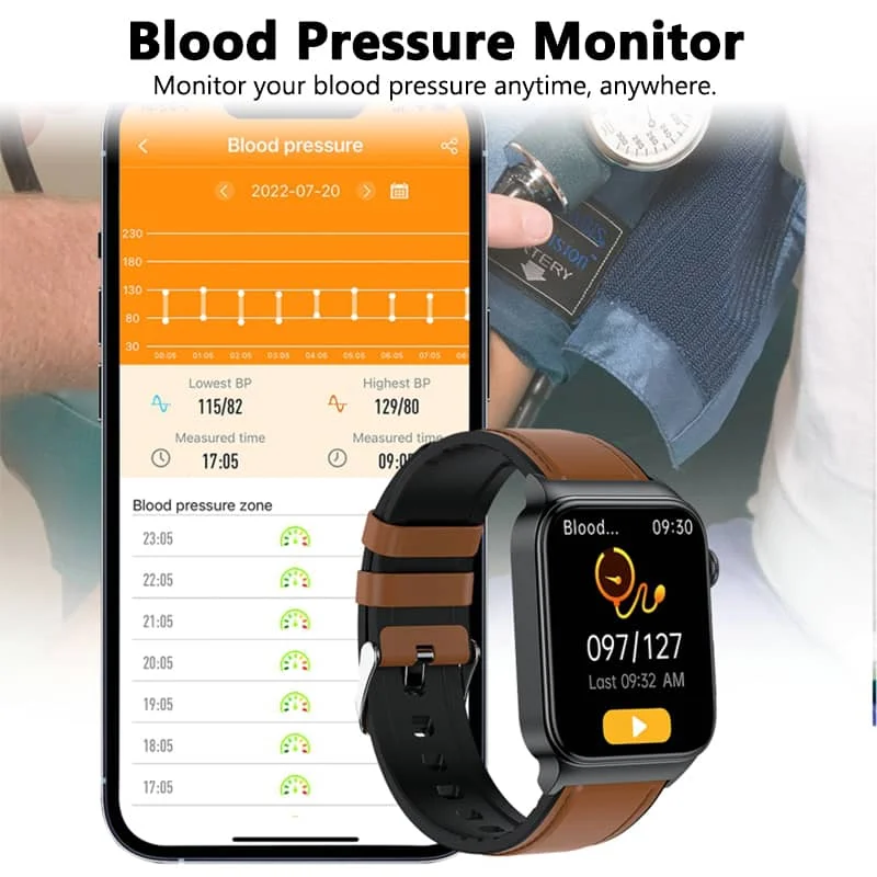 Reloj inteligente ECG – Monitor de presión arterial, glucosa, temperatura corporal y frecuencia cardíaca