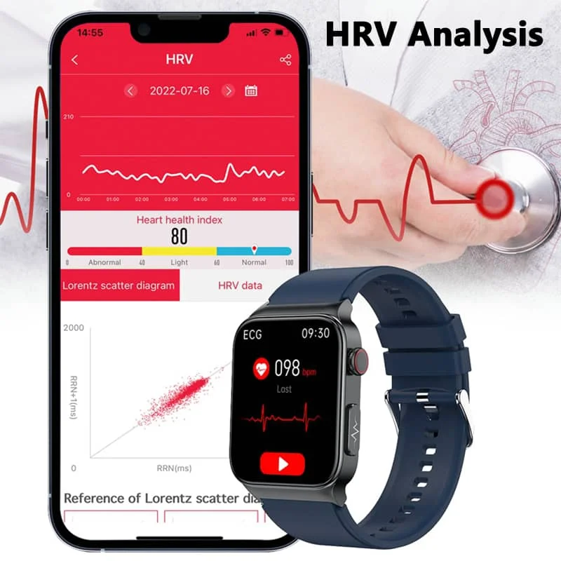 Reloj inteligente ECG – Monitor de presión arterial, glucosa, temperatura corporal y frecuencia cardíaca