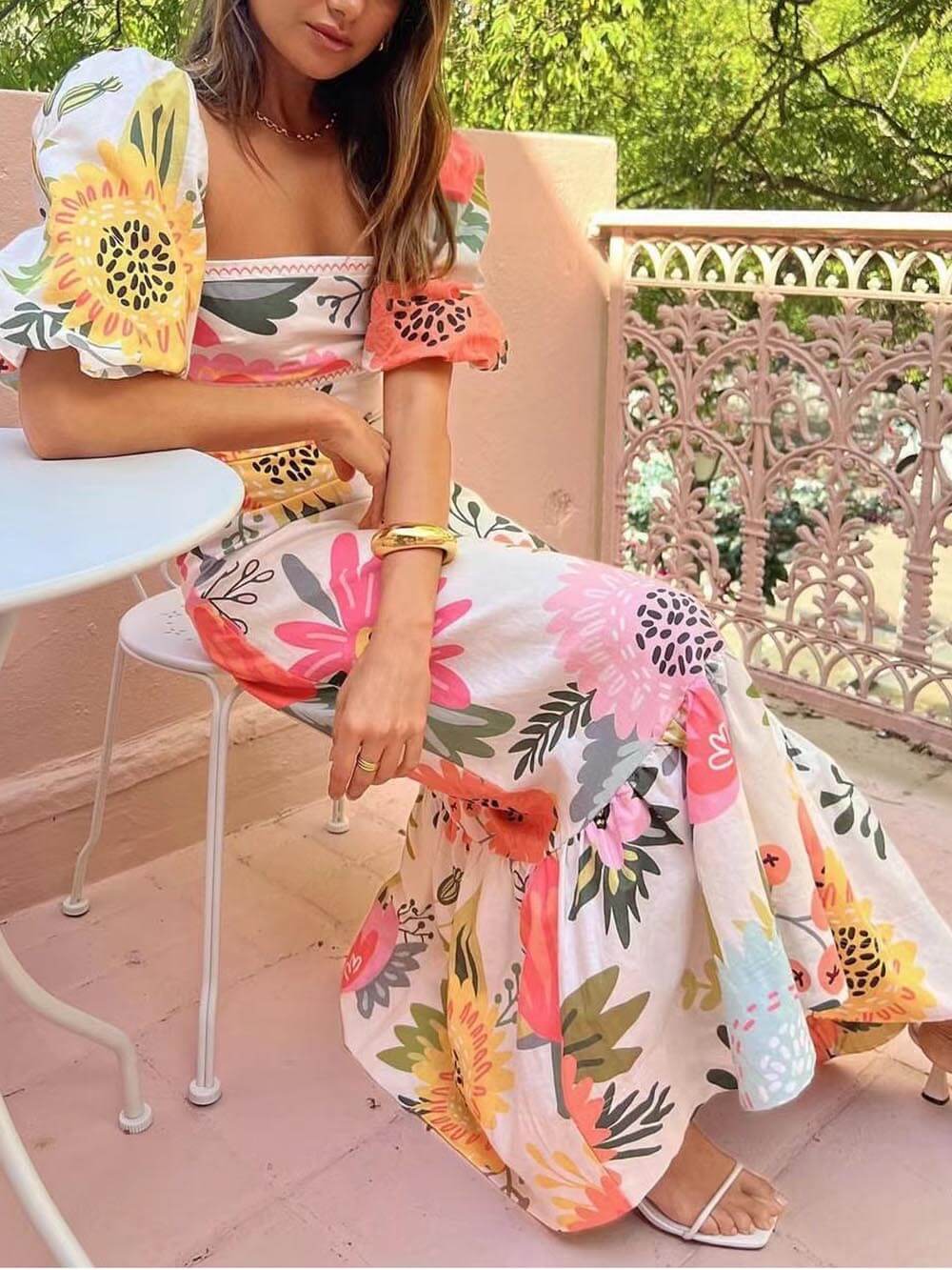 Iris - Flower Maxi Dress For Women