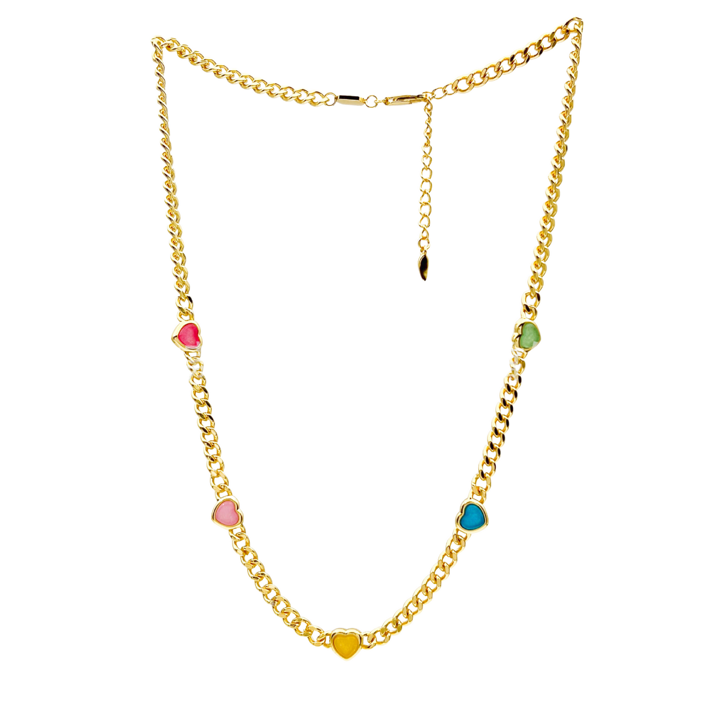 Jelly Heart Gemstone Charm Necklace Multicolor Quartz
