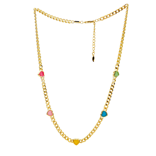 Jelly Heart Gemstone Charm Necklace Multicolor Quartz