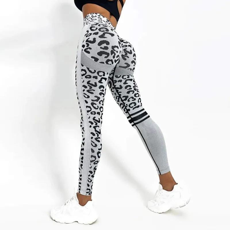 Leopard Seamless Yoga Pants High Waist Lifting Hip Honey Peach Hip Fitness Leggings