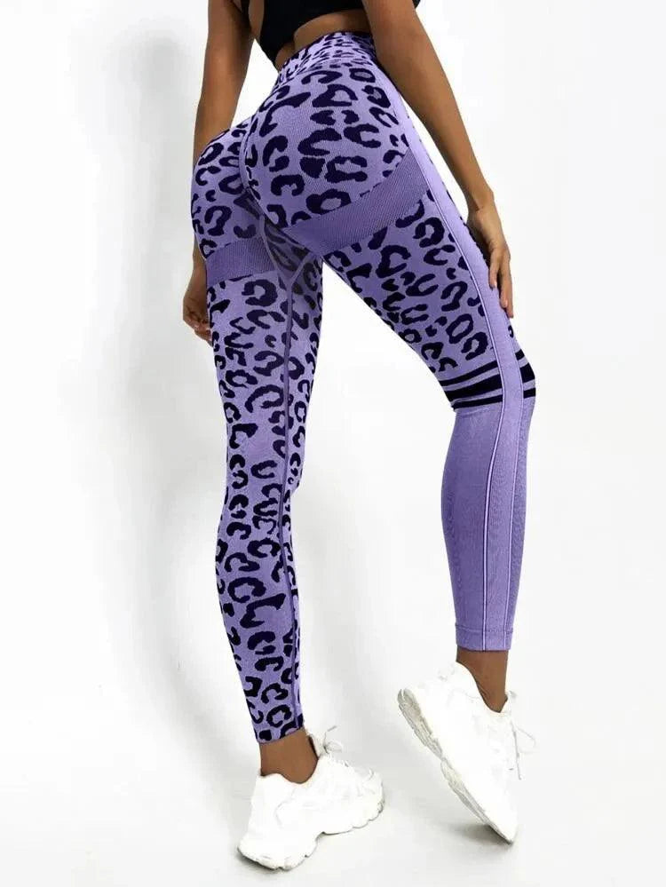 Leopard Seamless Yoga Pants High Waist Lifting Hip Honey Peach Hip Fitness Leggings
