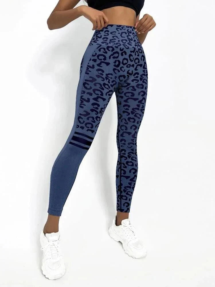 Leopard Seamless Yoga Pants High Waist Lifting Hip Honey Peach Hip Fitness Leggings