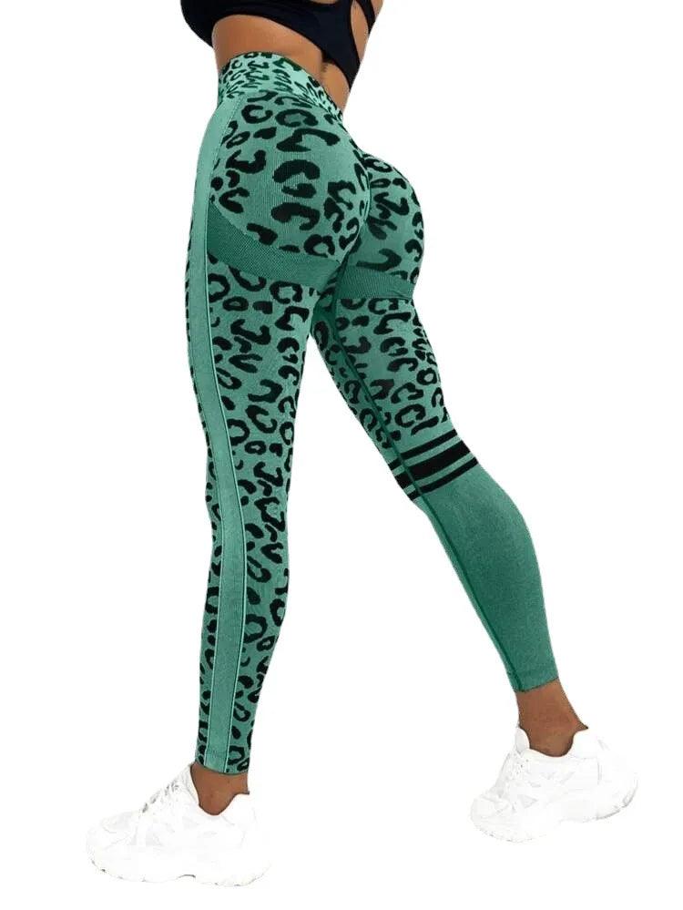 Leopard Seamless Yoga Pants High Waist Lifting Hip Honey Peach Hip Fitness Leggings