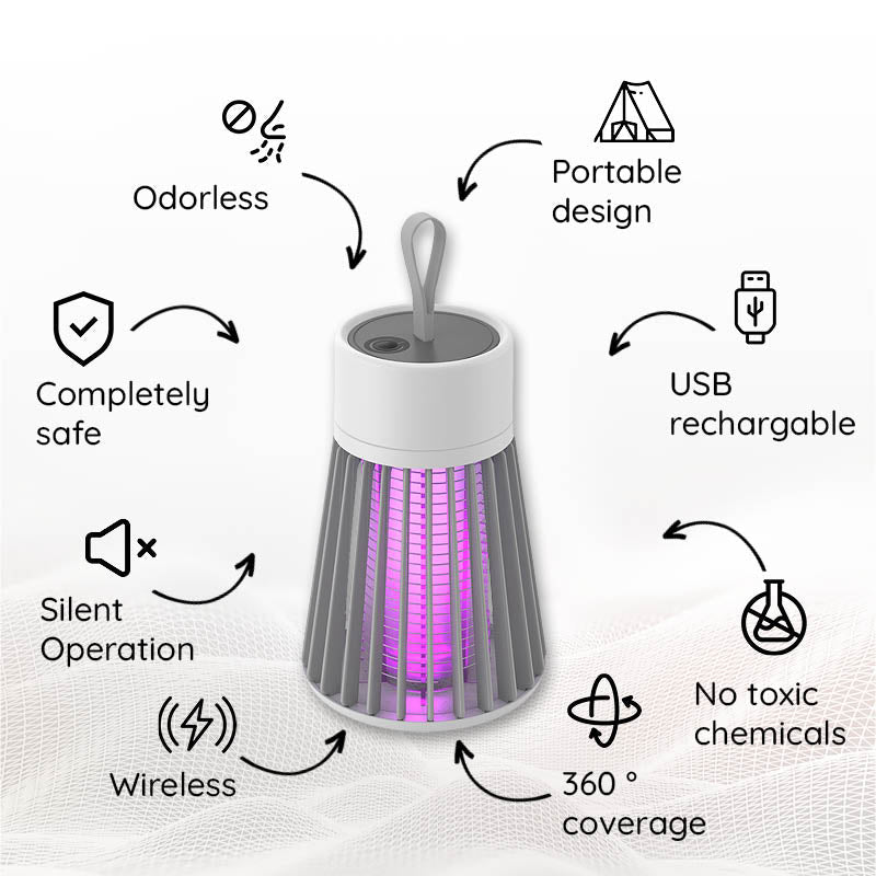 Lampe anti-moustiques rechargeable USB portable – Électrocuteur d'insectes intérieur et extérieur avec lumière LED