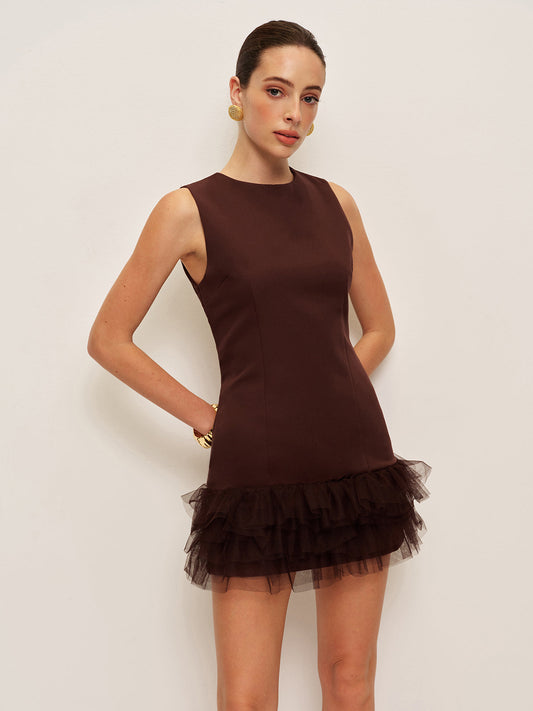 Vestido sin mangas con dobladillo fruncido