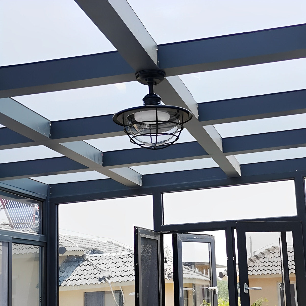 Rustiek Modern Superhelder Zwart Ronde Buitenplafondlampen