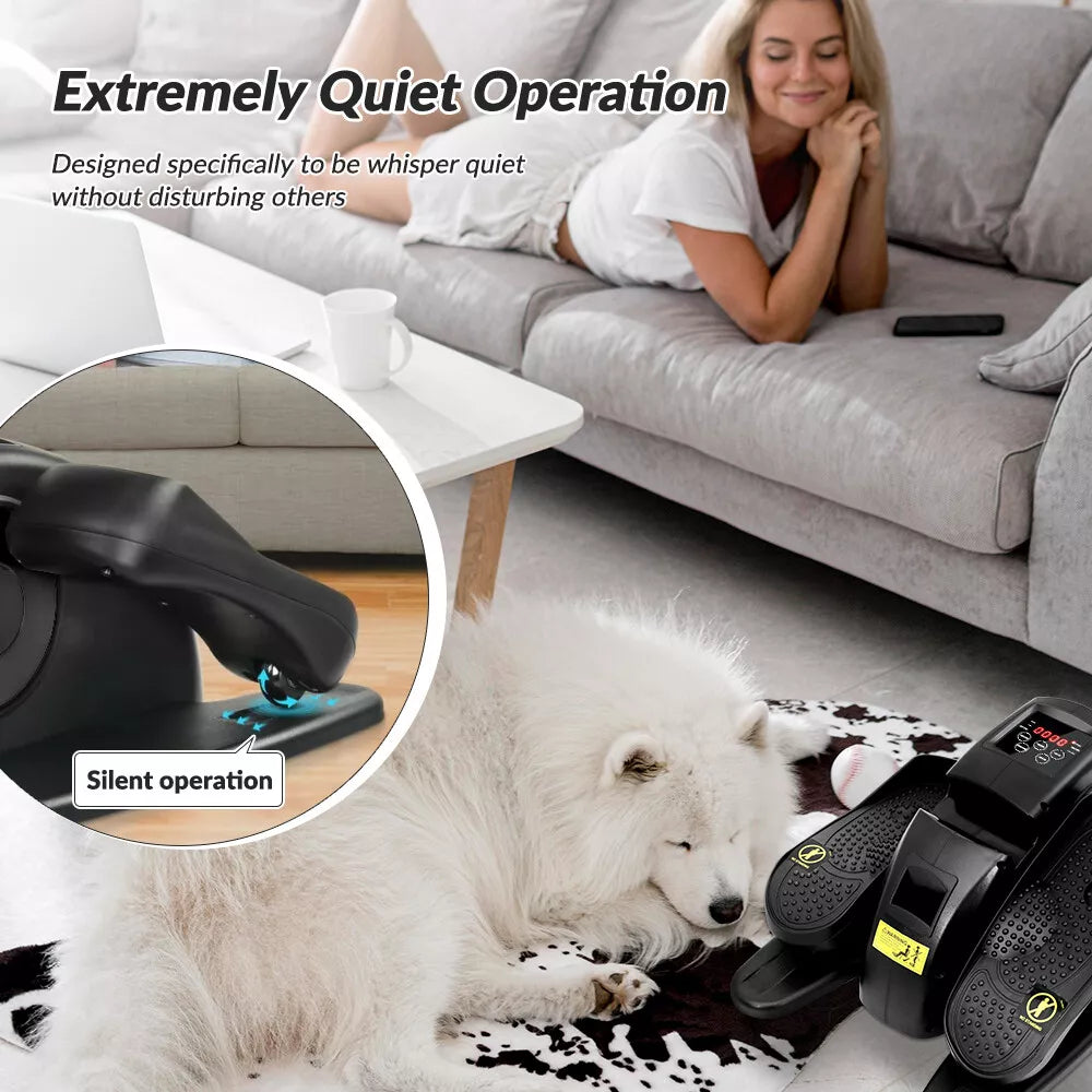 Under Desk Ellipse Leg Exerciser – Compact Seated Elliptical Machine with Remote, 5 Speeds & Massage Pedals