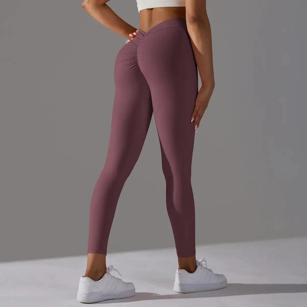 Leggings Sexy de Cintura en V Push Up para Mujer Leggings de Fitness Sensación Desnuda Pantalones de Yoga