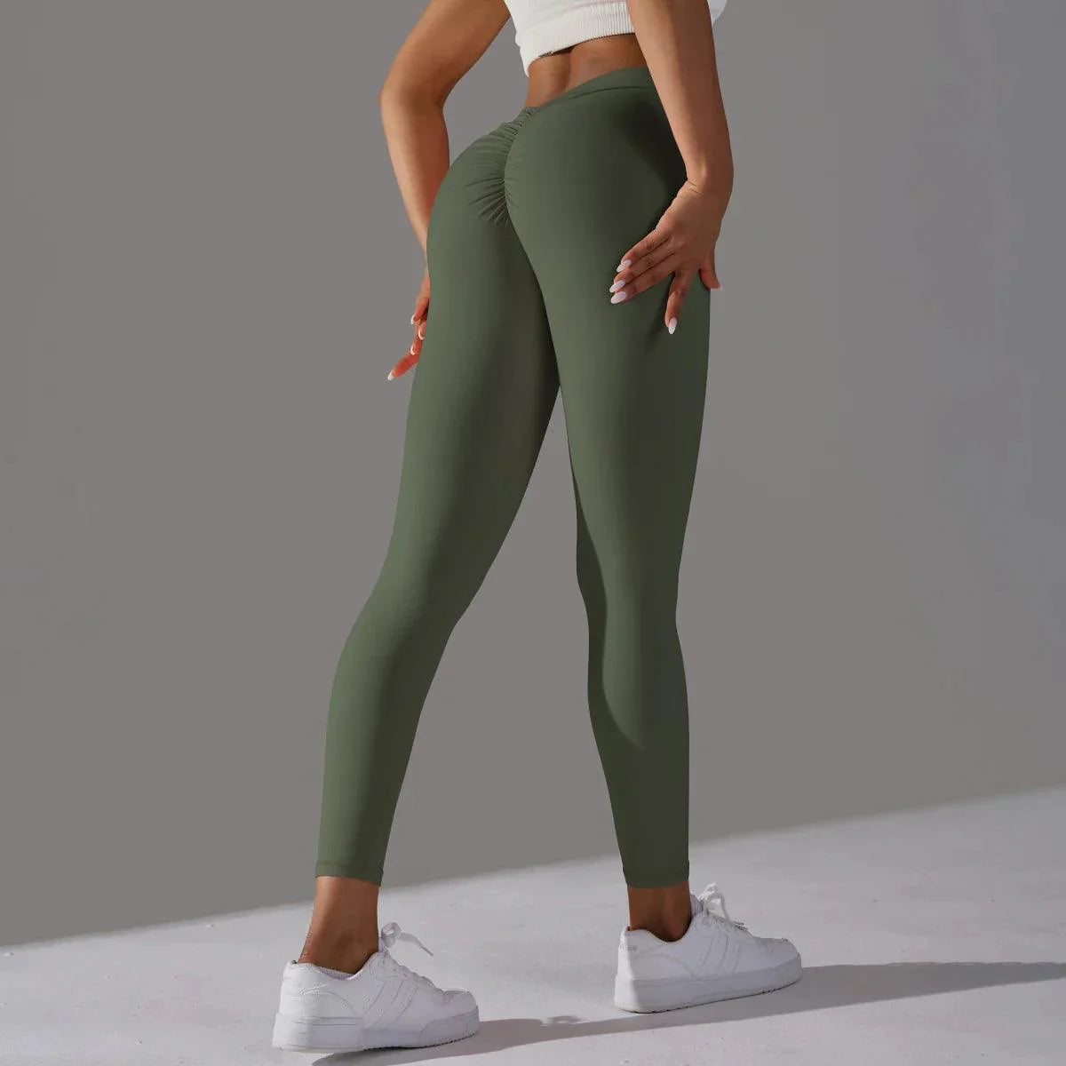 Leggings Sexy de Cintura en V Push Up para Mujer Leggings de Fitness Sensación Desnuda Pantalones de Yoga